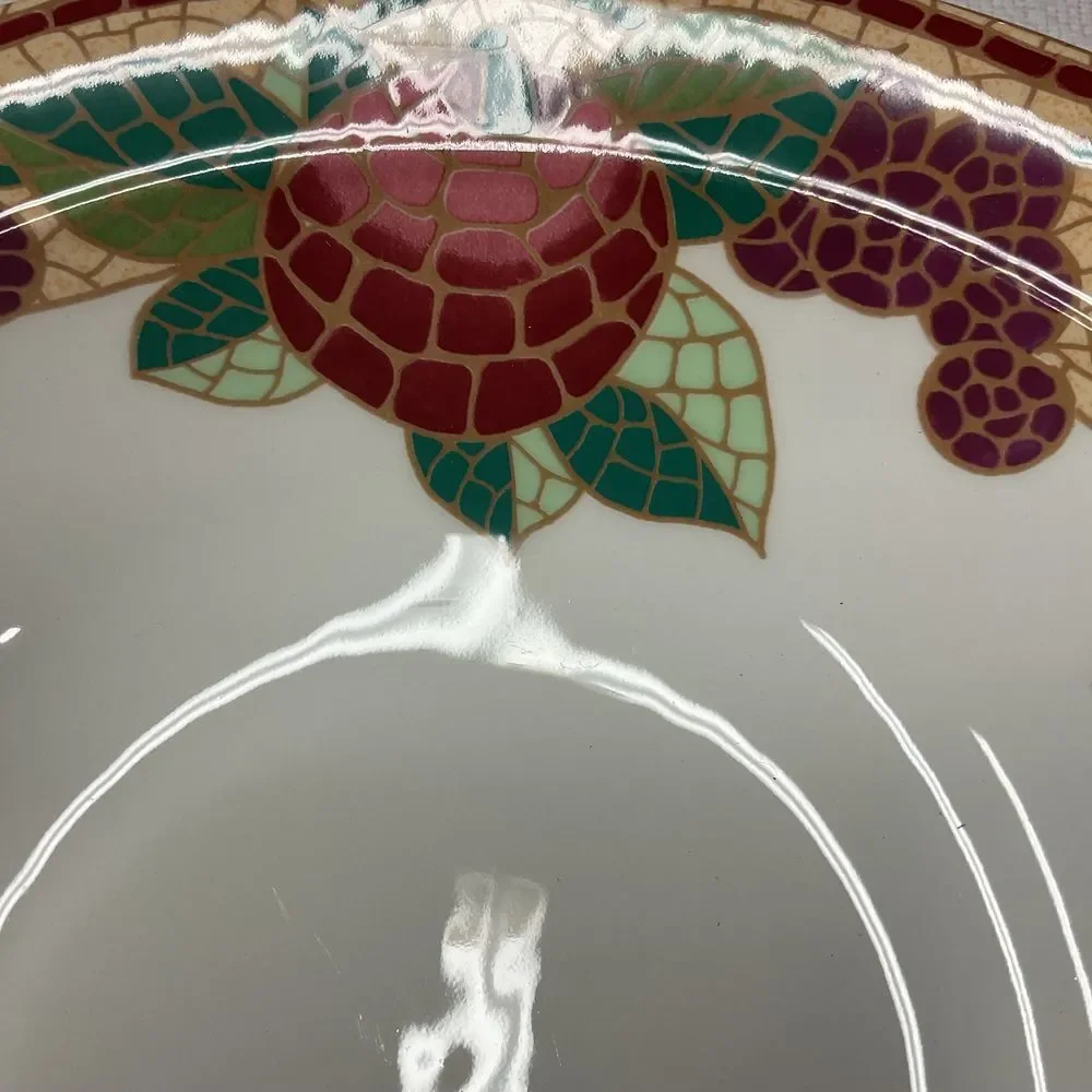 Pier 1 Mosaic Fruit Serving Salad Bowl‎ Italy Home Deco Stained Glass Apple Pear